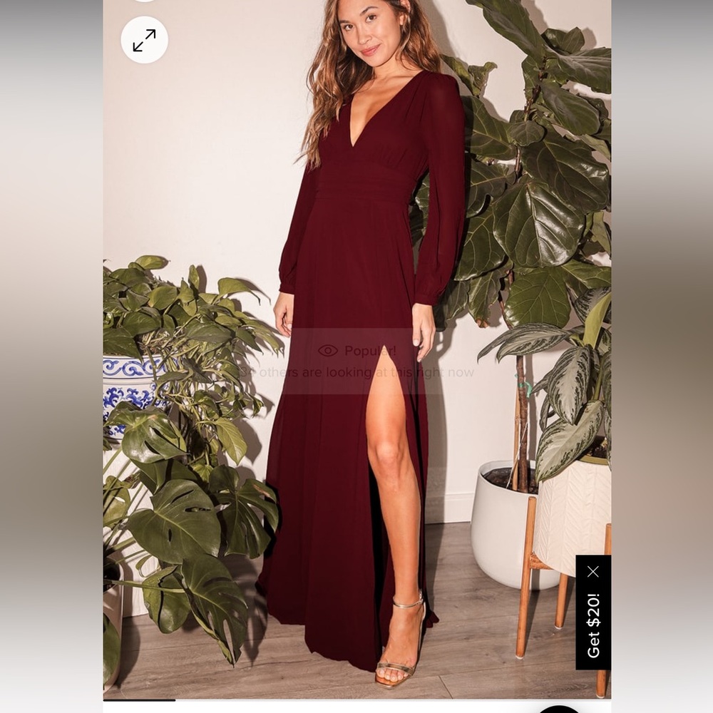 Lulus Love You So Burgundy Long Sleeve Maxi Dress